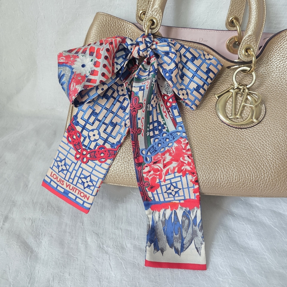Auth Louis Vuitton Multicolor Silk Bandeau